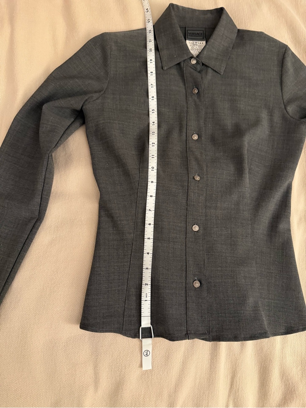 Versace Women’s Dark Gray Tailored Buttondown long sleeve shirt size small - Picture 4 of 13